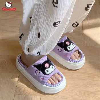 Мультяшные Тапочки Sanrios Hello Kittys Cinnamoroll Kuromi Kawaii, Летние Тапочки Для Милых Девочек, Офисные Домашние Тапочки, Детские Подарки  5