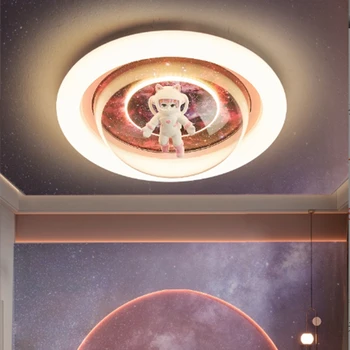 Мультяшный Современный Потолочный светильник для детской спальни, Люстра для кабинета Астронавта для мальчиков и девочек, Оригинальное Украшение Светильников  4