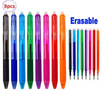Набор гелевых ручек Magic Erasable Pen Press 0,7 мм, 8 Цветов, Стираемый Стержень для заправки, Офисный Школьный Письменный инструмент, Выдвижная ручка-кнопка  10