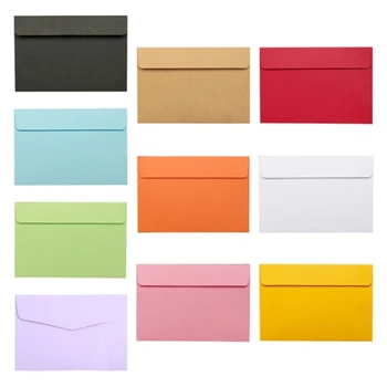 Набор из 10 конвертов из крафт-бумаги в стиле ретро, Открытка, пригласительное письмо, сумка для наличных, Винтажный цветной конверт P9JD  5