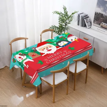 Новая рождественская скатерть с рождественским принтом, Рождественские колокольчики, скатерть для покрытия обеденного стола для домашней вечеринки, украшения  10
