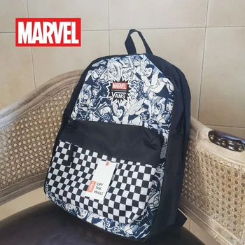 Новый оригинальный трендовый рюкзак Marvel с кобрендовым рисунком Героя шахматной доски, Сумка для хранения студенческих канцелярских принадлежностей большой емкости Оптом  0