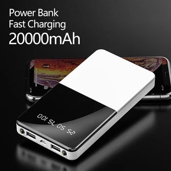 Новый портативный блок питания емкостью 20000 мАч, быстрое зарядное устройство с двумя USB-портами, внешнее зарядное устройство для мобильного телефона, планшетного компьютера  10