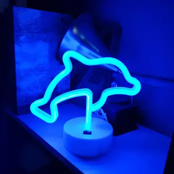 Ночник, сверхяркий светодиодный неоновый светильник, украшение рабочего стола в форме дельфина на батарейках, энергосберегающий, привлекательный декоративный  5