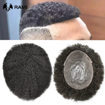 Парик для мужчин с вьющимися волосами, Прочная Инъекционная система искусственных волос для чернокожих мужчин, парики из человеческих волос, мужские парики для протезирования волос для мужчин  10
