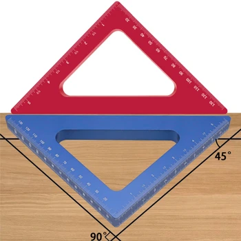 Плотницкая треугольная линейка из алюминиевого сплава с углом наклона 45 градусов, Имперская метрическая шкала, Квадратный деревообрабатывающий измерительный инструмент  5