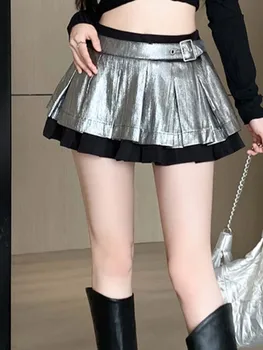 Повседневная тонкая юбка-полукомбинезон с высокой талией, цветная мини-юбка 2023, осенняя новая модная женская одежда  5