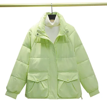 Повседневное Свободное хлопчатобумажное пальто со стоячим воротником, женская зимняя новинка 2023 года, женская куртка с длинными рукавами  5