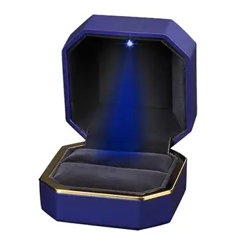 Подарочная коробка для ювелирных изделий со светодиодной подсветкой Кольцо Свадебная коробка для помолвки со светодиодной подсветкой Витрина для свадебных украшений Ювелирная витрина  5