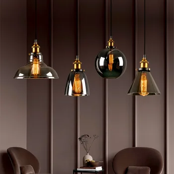 Подвесной светильник Edison, латунные стеклянные абажуры, Ретро E27, Магазин одежды Chandelier, бар, спальня, ресторан, Гостиная, светодиодные светильники  5