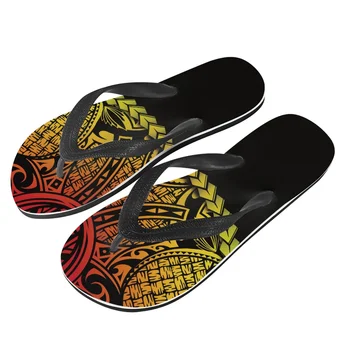 Полинезийский племенной Понпей с татуировкой тотема, летние тапочки, женские повседневные прочные шлепанцы, пляжные сандалии, женская обувь на танкетке  10