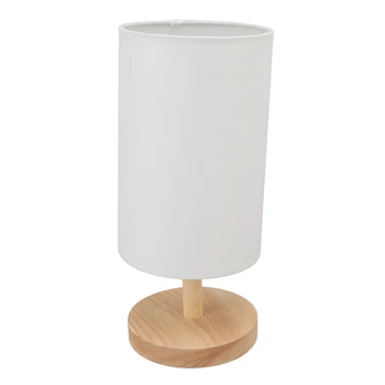Прикроватная настольная лампа на деревянном основании, Прикроватная лампа с тканевым абажуром для спальни, штепсельная вилка ЕС 110-240 В, белый  3