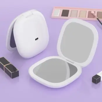 Складное Мини Компактное Светодиодное Зеркало для макияжа с подсветкой и 5-кратным увеличением, Карманное Косметическое Дорожное Черное Зеркало, Переносной Туалетный столик, Розовый Q6G7  5