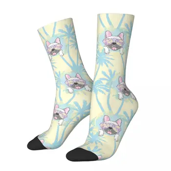 Счастливые мужские носки с иллюстрацией французского бульдога, винтажный любитель собак, Харадзюку, новинка, подарочный носок для экипажа с рисунком  5