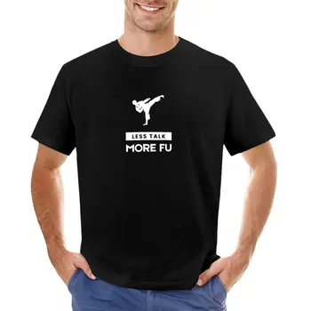 Тренировочная цитата по кунг-фу, меньше разговоров, больше действий, футболка, черная футболка, футболка на заказ, мужские однотонные футболки  5