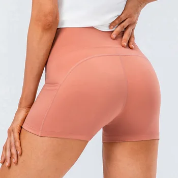 Трехточечные штаны для йоги с высокой талией, обтягивающие Тренировку для бега, фитнес-шорты Naked, Мягкие эластичные спортивные шорты для женщин  5