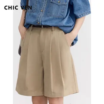Шикарные женские шорты VEN Lyocell, свободные повседневные короткие брюки с широкими штанинами, короткие брюки с высокой талией, женские короткие брюки, Лето 2023, женская одежда  5
